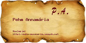 Pehm Annamária névjegykártya